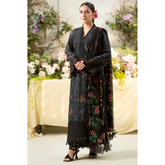 Laila Unstitched Embroided Lawn Suit Black